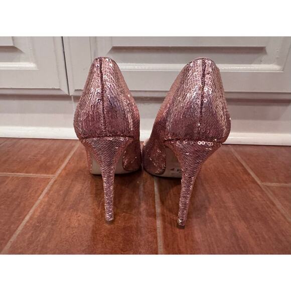 Aldo Rose Gold Pink Sparkly Sequined Stessy High Heels Dressy Elegant Size 8.5 - Picture 4 of 8